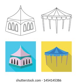 Vector design of roof and folding icon. Collection of roof and architecture stock vector illustration.