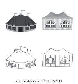 Vector design of roof and folding icon. Collection of roof and architecture stock symbol for web.