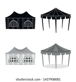 Vector design of roof and folding logo. Set of roof and architecture stock symbol for web.