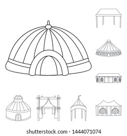 Vector design of roof and folding logo. Set of roof and architecture vector icon for stock.