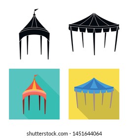 Vector design of roof and folding sign. Set of roof and architecture stock symbol for web.