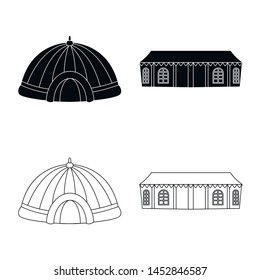 Vector design of roof and folding sign. Collection of roof and architecture vector icon for stock.