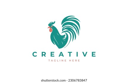 A vector design of a rooster chicken logo. The logo is simple but elegant, and it would be a great choice for a chicken farm, restaurant, or other business related to chickens.