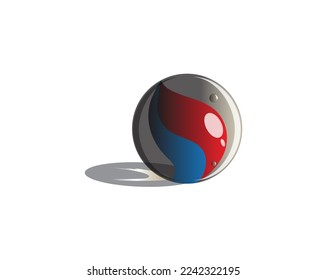 vector design of a round marble with clear colors and there are also blue and red colors on the inside of the marble