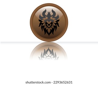 vector design of a round pin in light brown and dark brown color which is usually used on the right or left side of the chest with a black symbol or tattoo or symbol in the middle