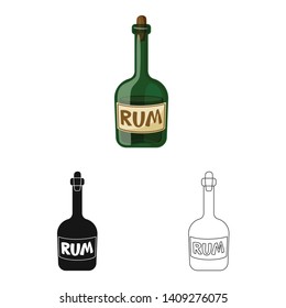Vector design of rum and bottle icon. Set of rum and glass vector icon for stock.