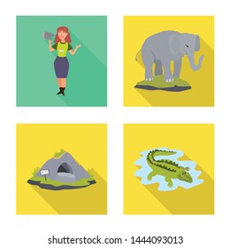 Vector design of safari and animal icon. Collection of safari and fun stock vector illustration.