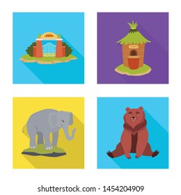 Vector design of safari and animal sign. Collection of safari and fun stock symbol for web.