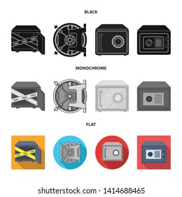 Vector design of safe and open sign. Set of safe and container vector icon for stock.