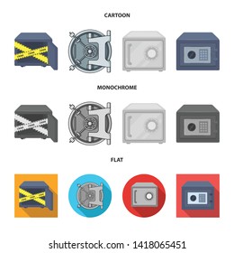 Vector design of safe and open sign. Set of safe and container stock vector illustration.