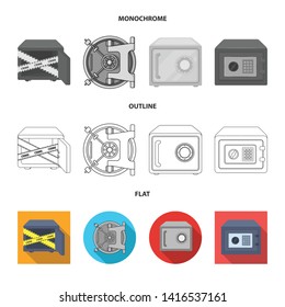 Vector design of safe and open symbol. Collection of safe and container vector icon for stock.