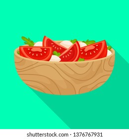 Vector design of salad and tomato symbol. Collection of salad and meal stock symbol for web.