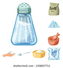 Vector design of salt  and food icon. Collection of salt  and mineral  vector icon for stock.