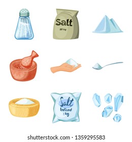 Vector design of salt  and food icon. Collection of salt  and mineral  stock vector illustration.