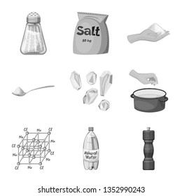 Vector design of salt  and food logo. Set of salt  and mineral  stock vector illustration.