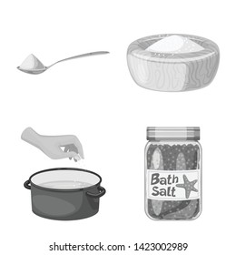 Vector design of salt  and food logo. Collection of salt  and mineral  vector icon for stock.