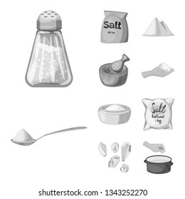 Vector design of salt  and food sign. Set of salt  and mineral  stock vector illustration.