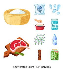 Vector design of salt  and food sign. Collection of salt  and mineral  stock symbol for web.