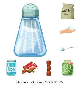 Vector design  salt  and food sign. Set  salt  and mineral  vector icon for stock.