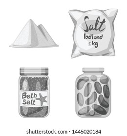 Vector design of salt and food sign. Collection of salt and mineral stock vector illustration.