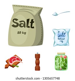 Vector design of salt  and food symbol. Collection of salt  and mineral  stock symbol for web.