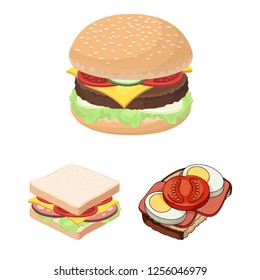 Vector design of sandwich and wrap icon. Collection of sandwich and lunch stock vector illustration.