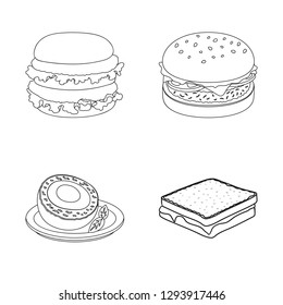 Vector design of sandwich and wrap icon. Set of sandwich and lunch vector icon for stock.