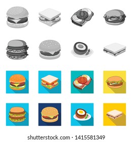 Vector design of sandwich and wrap icon. Collection of sandwich and lunch stock symbol for web.