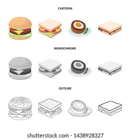 Vector design of sandwich and wrap logo. Set of sandwich and lunch stock symbol for web.