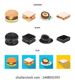 Vector design of sandwich and wrap logo. Set of sandwich and lunch stock symbol for web.