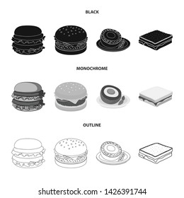 Vector design of sandwich and wrap sign. Set of sandwich and lunch stock symbol for web.