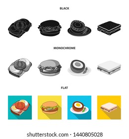 Vector design of sandwich and wrap sign. Set of sandwich and lunch vector icon for stock.