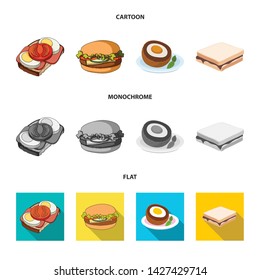 Vector design of sandwich and wrap symbol. Collection of sandwich and lunch vector icon for stock.