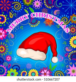 Vector design of Santa Cap for Merry Christmas Holiday celebration background