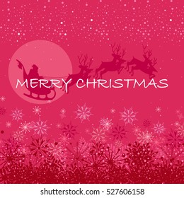 Vector design of Santa Claus flying in Sleigh for Merry Christmas Holiday celebration background