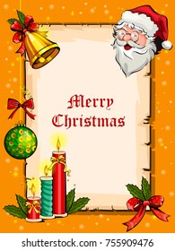 Vector design of Santa and Elf with gift in Merry Christmas and Happy New Year Holiday celebration background