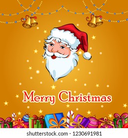 Vector design of Santa with gift in Merry Christmas and Happy New Year Holiday celebration background