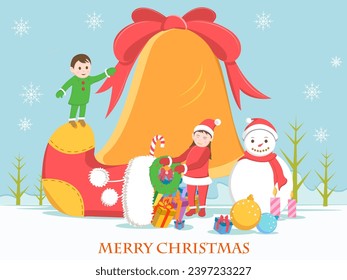 Diseño vectorial de Santa con regalo en el fondo de la celebración navideña de Feliz