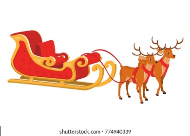 Vector design of santa sleigh with reindeer