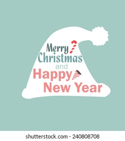 vector design with Santa's hat.merry christmas and happy new year.