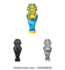Vector design of sarcophagus and pharaoh sign. Collection of sarcophagus and tomb stock symbol for web.