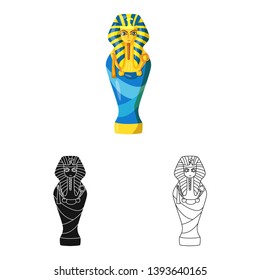 Vector design of sarcophagus and pharaoh symbol. Set of sarcophagus and tomb vector icon for stock.