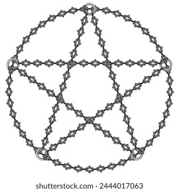 Vector design of satanic pentagram with cutting chains