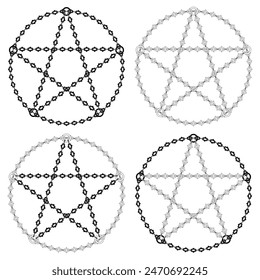 Vector design of satanic pentagram with cutting chains