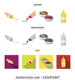 Vector design of sauce and condiment icon. Set of sauce and bowl stock vector illustration.