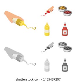 Vector design of sauce and condiment icon. Collection of sauce and bowl vector icon for stock.