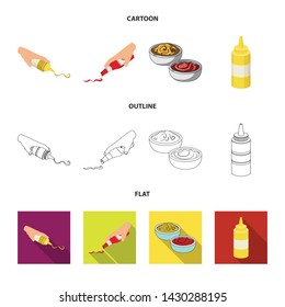 Vector design of sauce and condiment symbol. Collection of sauce and bowl vector icon for stock.