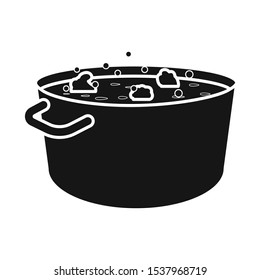 Vector design of saucepan and broccoli logo. Graphic of saucepan and vegetable stock vector illustration.