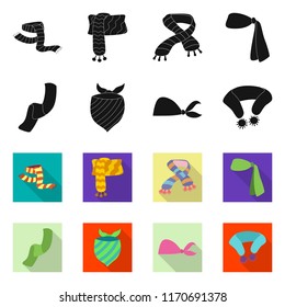 Vector design of scarf and shawl icon. Set of scarf and accessory stock symbol for web.