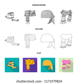 Vector design of scarf and shawl icon. Set of scarf and accessory vector icon for stock.